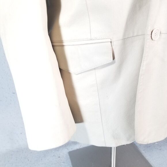 Oscar Piel leather blazer sport coat jacket men's Large Beige 2 tone Western - Picture 5 of 16